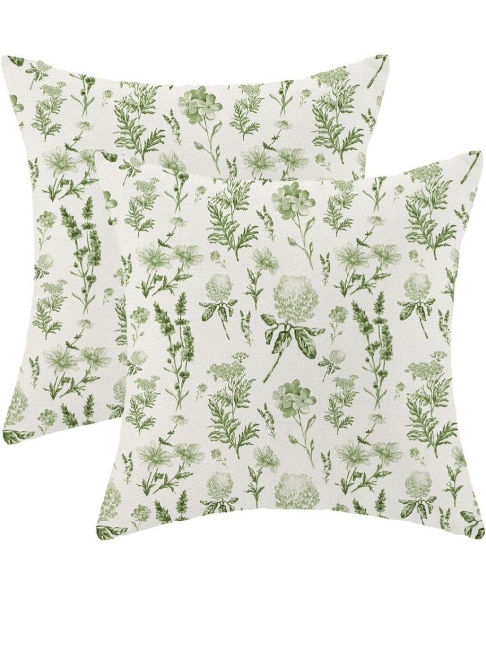 Botanical Green Floral Throw Pillow Covers 18x18